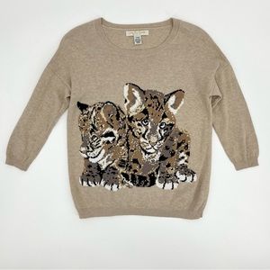 Love By Design Tiger Print Crew Neck Sweater